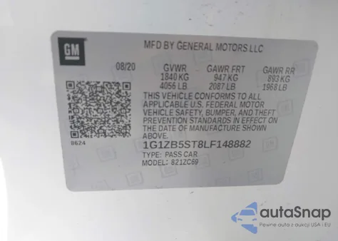 2020 Chevrolet Malibu Fwd Ls from USA, damaged, VIN 1G1ZB5ST8LF148882